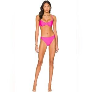 Solid & Striped The Logan Bikini Bottom in Fluorescent Pink, Size Small